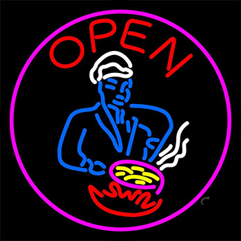 Open Chinese Chef Logo Neon Sign