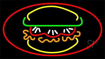 Burger With Vegie Neon Sign