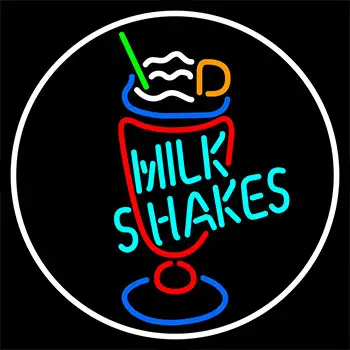 Milk Shakes Inside Glass Circle Neon Sign