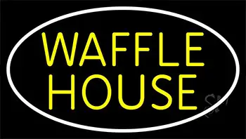 Yellow Waffle House White Neon Sign