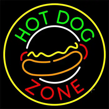 Circle Hot Dog Zone Neon Sign