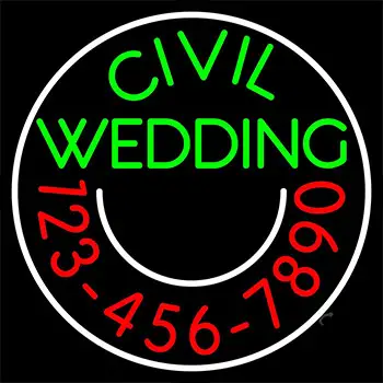 Circle Civil Wedding With Phone Number Neon Sign