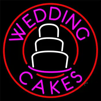 Circle Pink Wedding Cakes Neon Sign