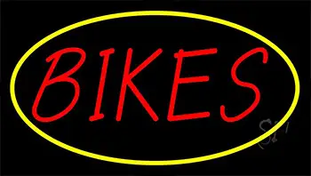 Red Bikes Yellow Border Neon Sign