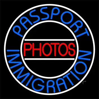 Blue Passport Immigration Photos 1 Neon Sign