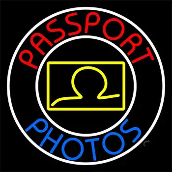 Red Passport Photos With Neon Sign