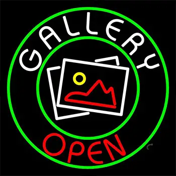 White Gallery Red Open Neon Sign