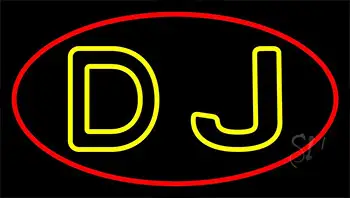 Yellow Dj Double Stroke Neon Sign