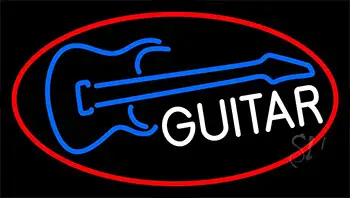 White Guitar With Border Neon Sign