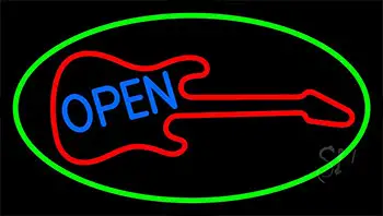 Guitar Blue Open Block 2 Neon Sign