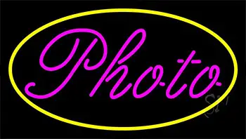 Pink Cursive Photo With Neon Sign