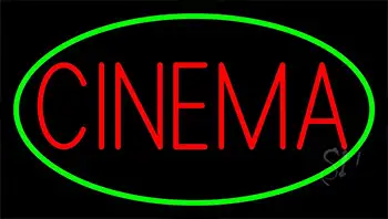 Red Cinema With Green Border Neon Sign