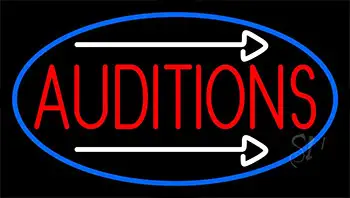 Red Auditions With White Arrow Neon Sign
