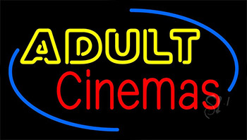 Yellow Adult Red Cinemas Neon Sign