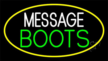Custom Green Boots With Yellow Border Neon Sign