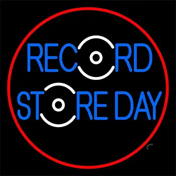 Record Store Day Block Red Border Neon Sign
