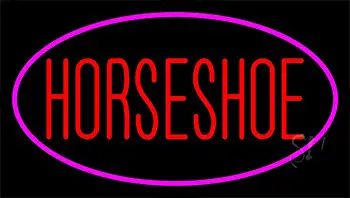 Red Horseshoe With Border Neon Sign