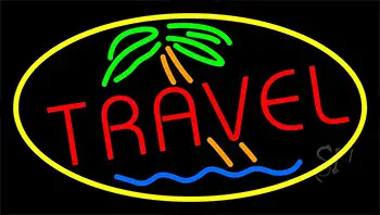 Red Travel With Yellow Border Neon Sign