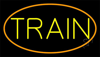 Yellow Train With Border Neon Sign