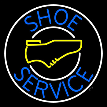 Blue Shoe Service Neon Sign