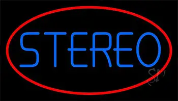 Blue Stereo Block Red Border 1 Neon Sign