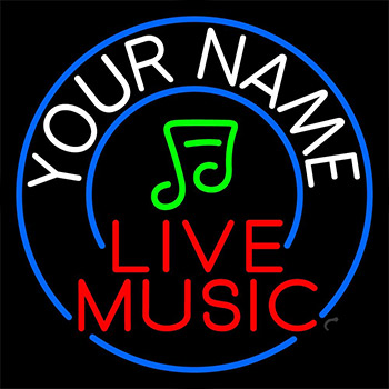 Custom Red Live Music With Blue Border Neon Sign