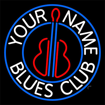Custom White Blues Club Guitar 1 Neon Sign