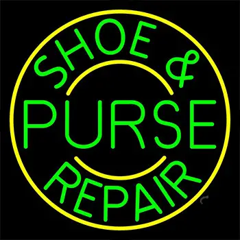 Green Shoe And Purse Repair With Border Neon Sign
