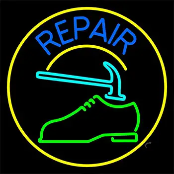 Green Shoe Blue Repair Neon Sign