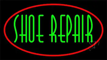 Green Shoe Repair Block Neon Sign