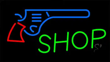 Gun Shop With Logo Neon Sign