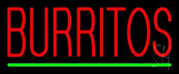 Red Burritos With Green Line Neon Sign