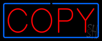 Red Copy Blue Border Neon Sign
