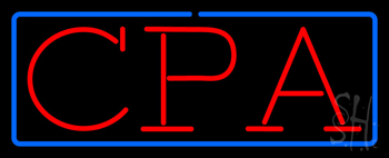 Red Cpa Blue Border Neon Sign