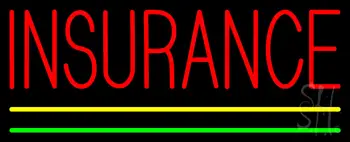 Red Insurance Yellow Green Lines Neon Sign