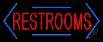 Restrooms With Arrow Neon Sign