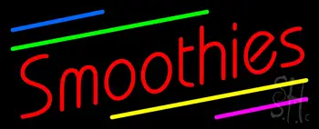 Red Smoothies With Multi Colored Lines Neon Sign