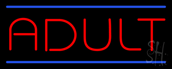 Red Adult Blue Lines Neon Sign