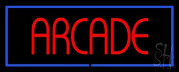 Red Arcade Blue Border Neon Sign