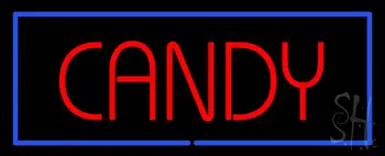 Red Candy With Blue Border Neon Sign
