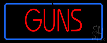 Red Guns Blue Border Neon Sign