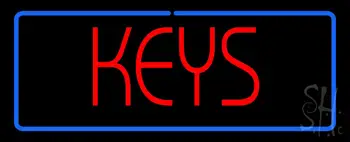 Red Keys Blue Border Neon Sign