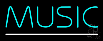 Turquoise Music White Line Neon Sign