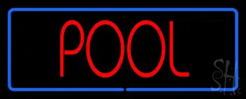 Pool With Blue Border Neon Sign