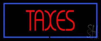 Red Taxes Blue Border Neon Sign