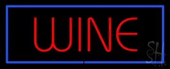 Wine With Blue Border Neon Sign