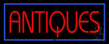 Red Antiques Blue Rectangle Neon Sign