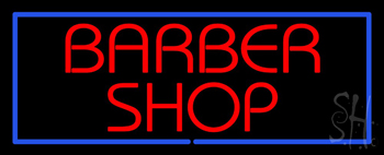 Red Barber Shop Blue Neon Sign
