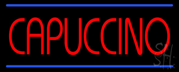 Red Cappuccino Blue Lines Neon Sign