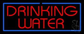 Red Drinking Water With Blue Border Neon Sign